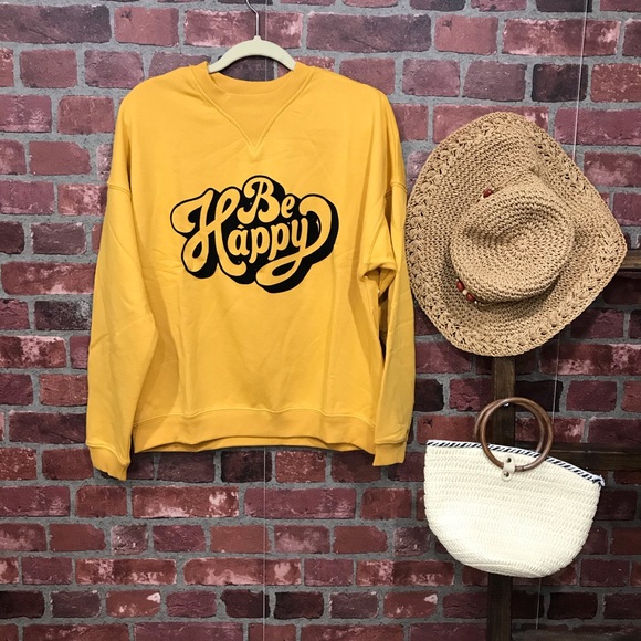 Be Happy Sweatshirt Golden Yellow - Picture 8 of 11
